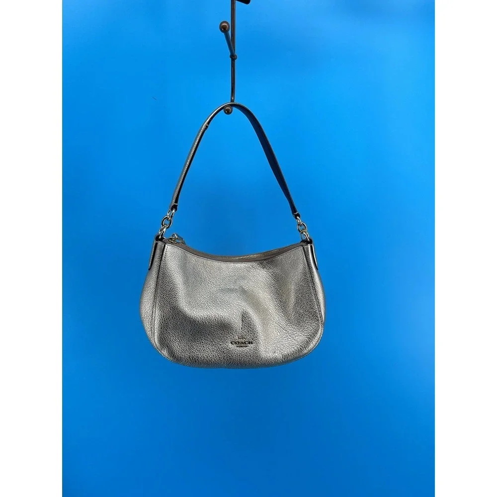 COACH Champagne Gold Metallic Leather Shoulder Bag Purse Handbag – Designer
